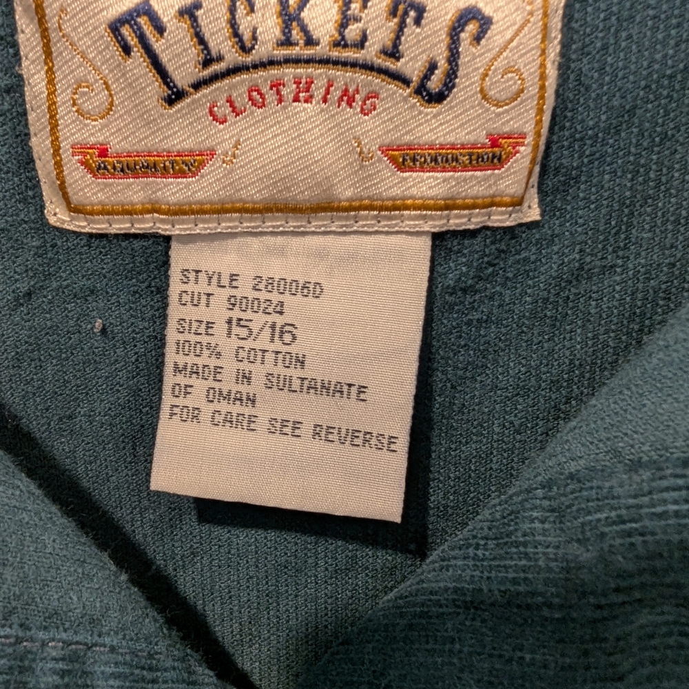Vintage Tickets Brand Women's Long Sleeve Datk Teal Corduroy Dress Sz 15/16 - Picture 3 of 5